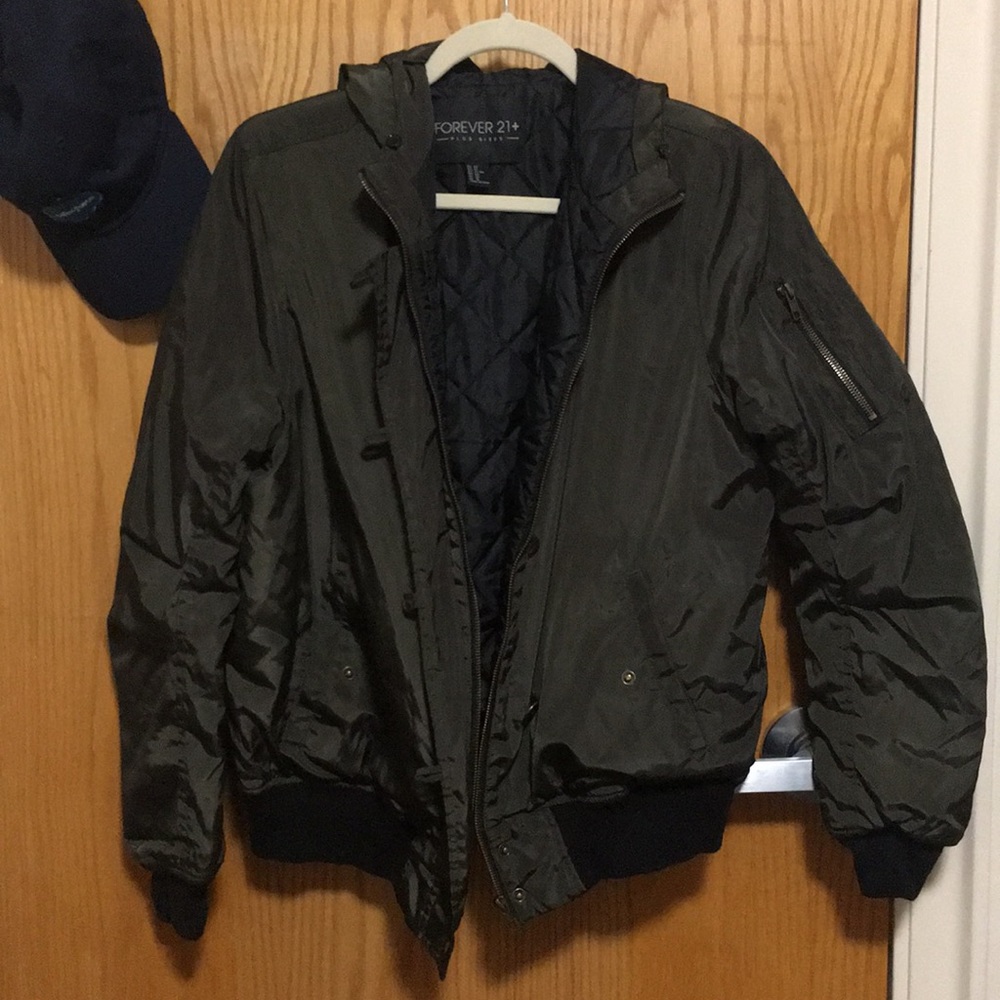 Forever21 Plus dark green bomber jacket (0X/XL)